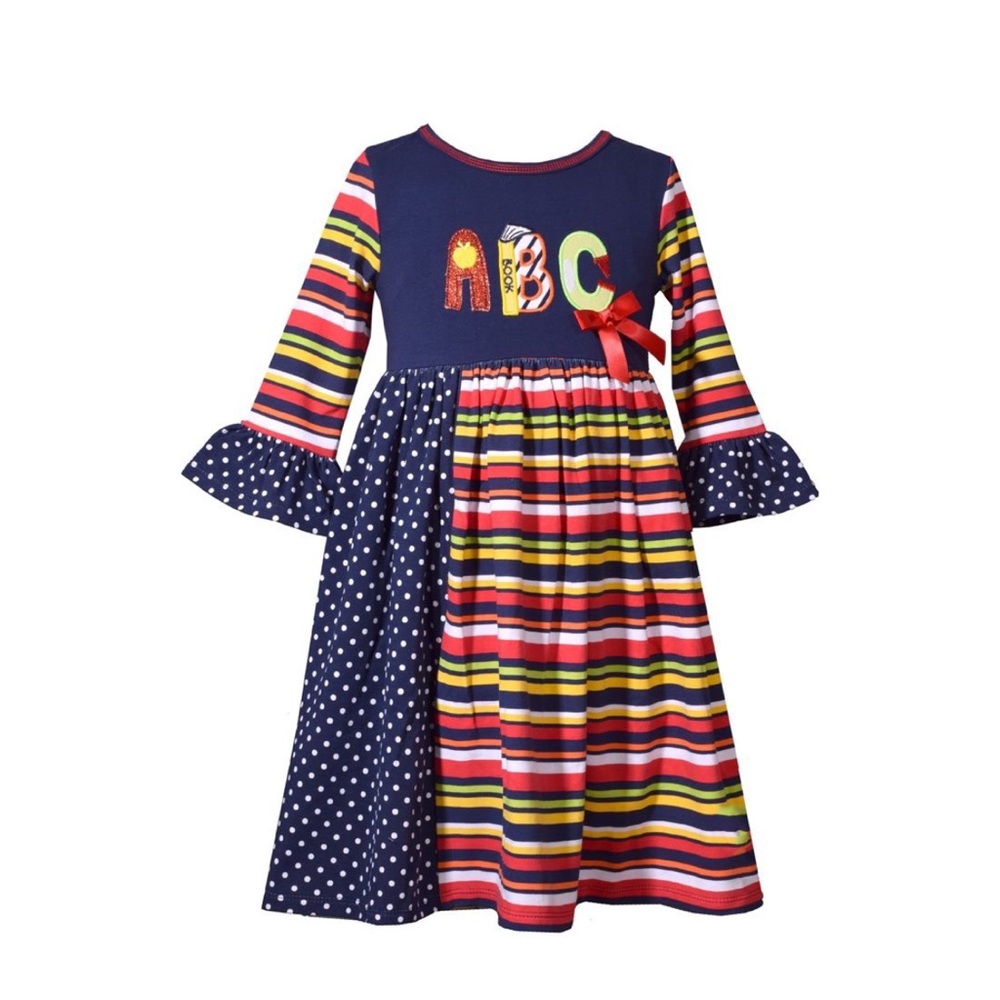 Girls Back to school ABC dress Size 4 5 6 new